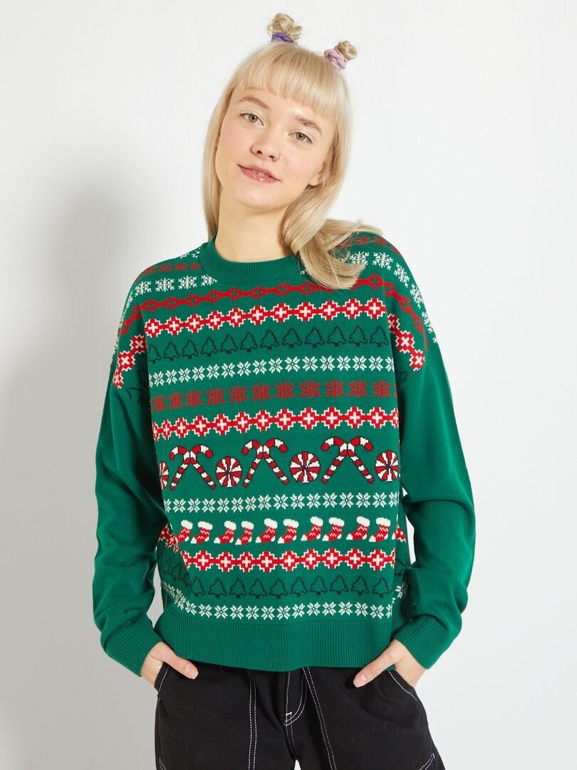 Pull De Noël Garçon George 5-6 Ans – Minecraft Vert, Très Bon état