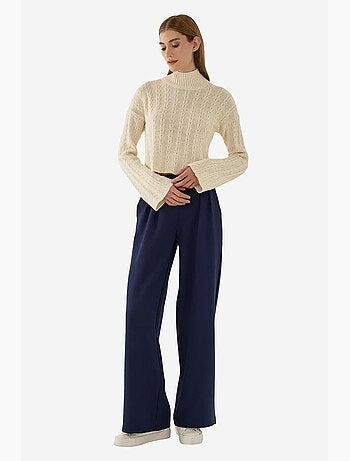 Pull demi-col roulé en tricot texturé hiccup