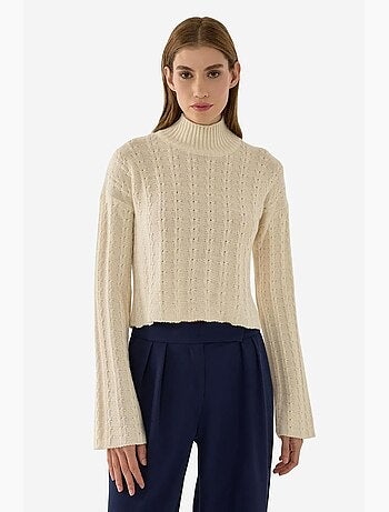Pull demi-col roulé en tricot texturé hiccup