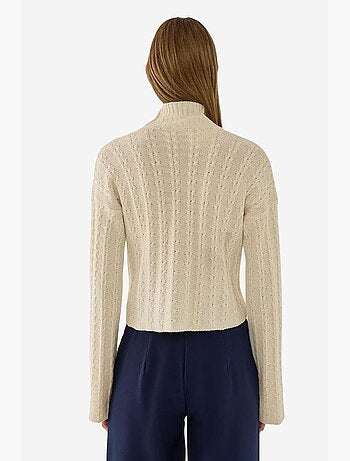 Pull demi-col roulé en tricot texturé hiccup