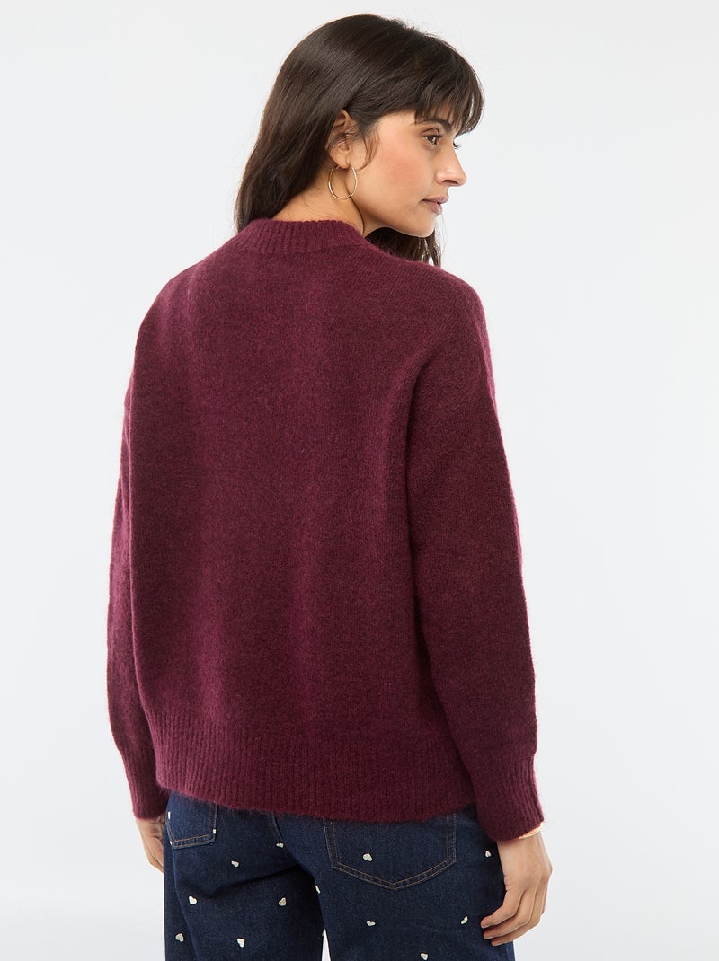 Pull doux en mohair et laine Bordeaux - Kiabi