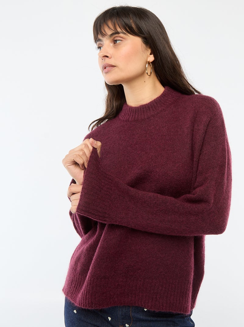 Pull doux en mohair et laine Bordeaux - Kiabi