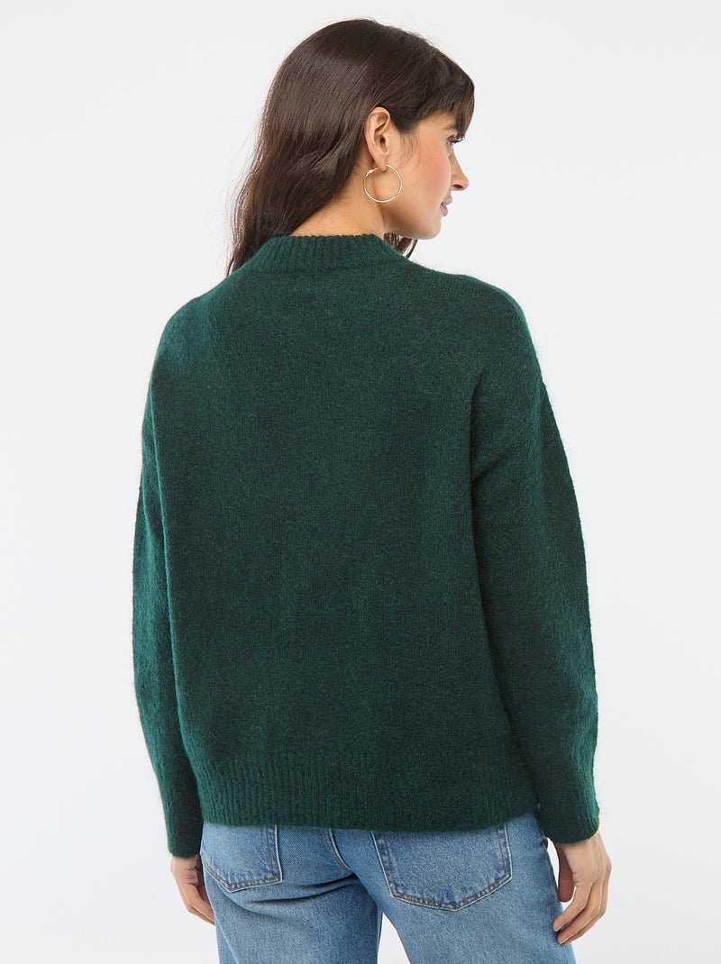 Pull doux en mohair et laine Vert sapin - Kiabi