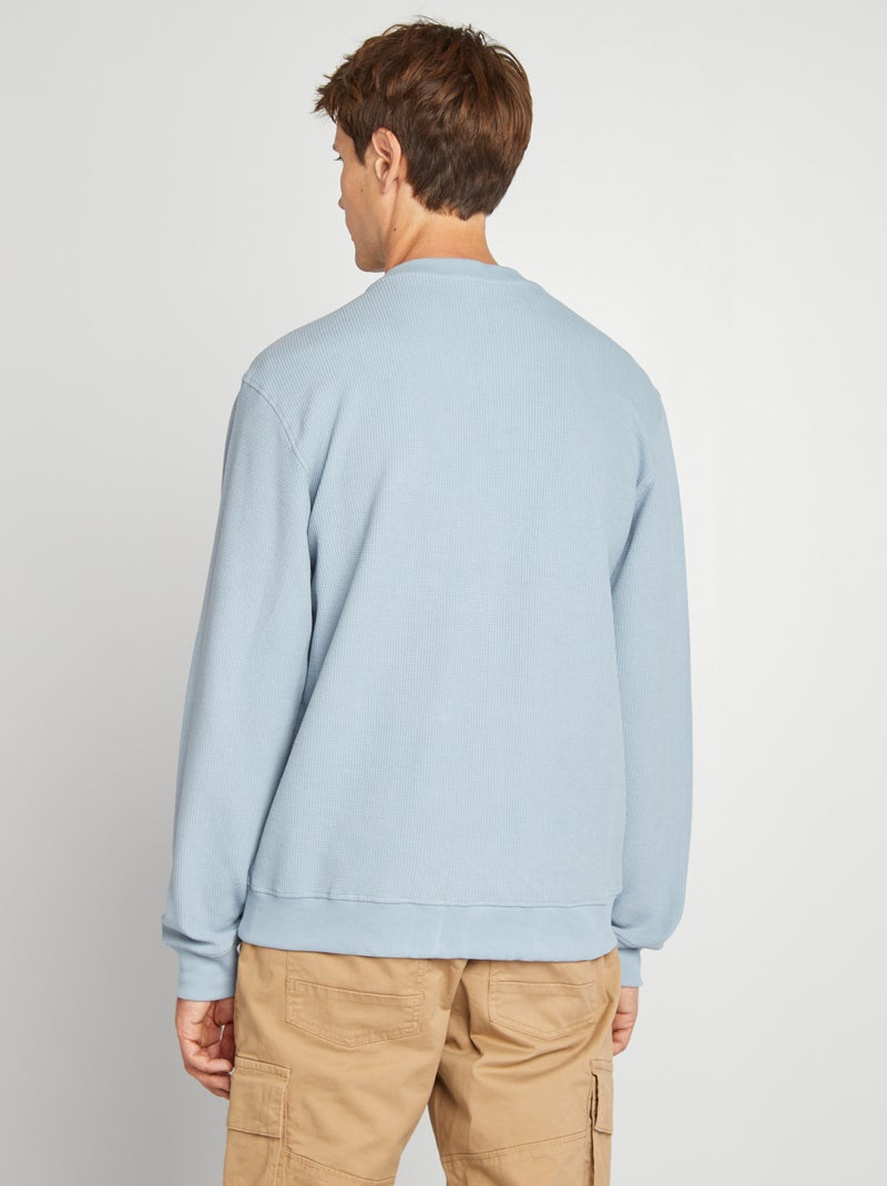 Pull droit en nid d'abeille Bleu - Kiabi