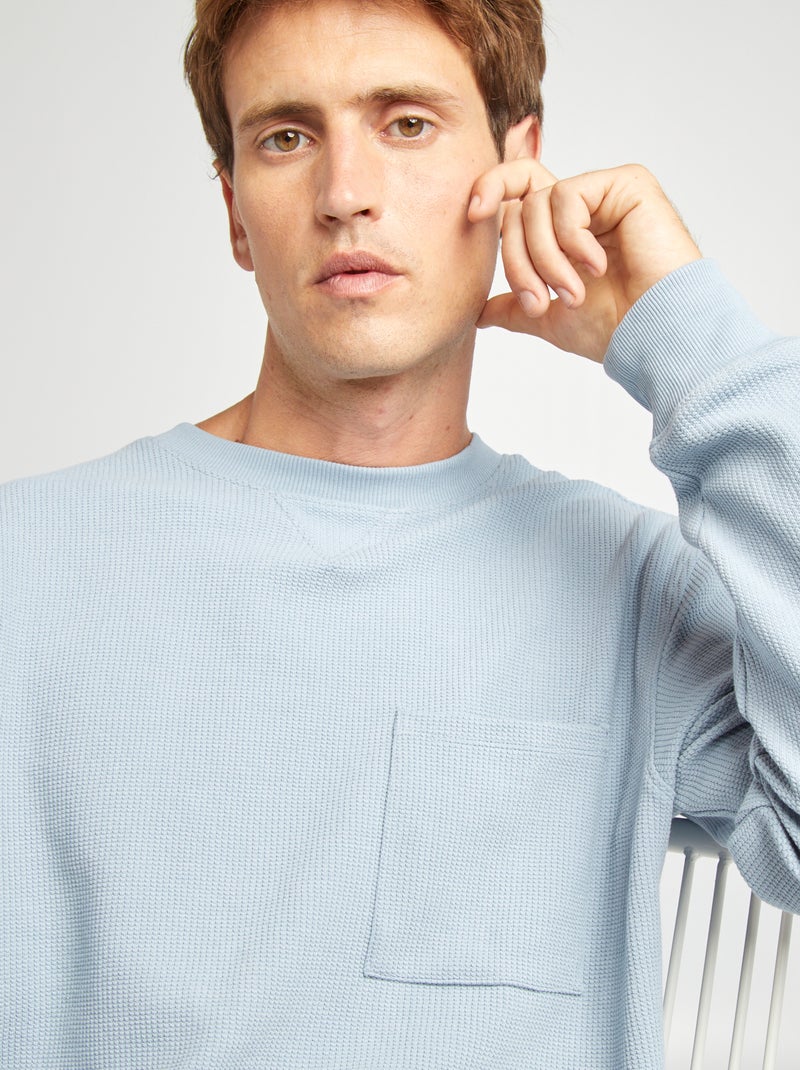 Pull droit en nid d'abeille Bleu - Kiabi