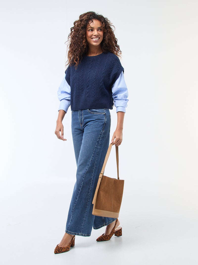 Pull effet 2-en-1 pull + chemise Bleu - Kiabi