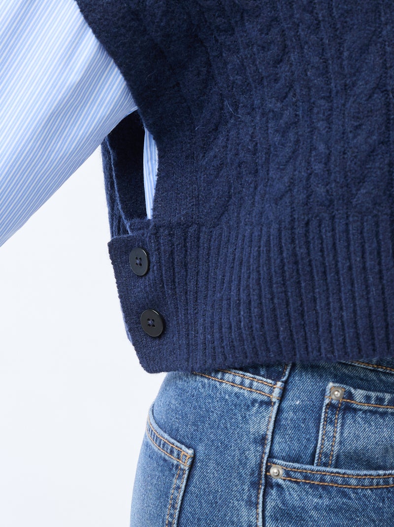 Pull effet 2-en-1 pull + chemise Bleu - Kiabi