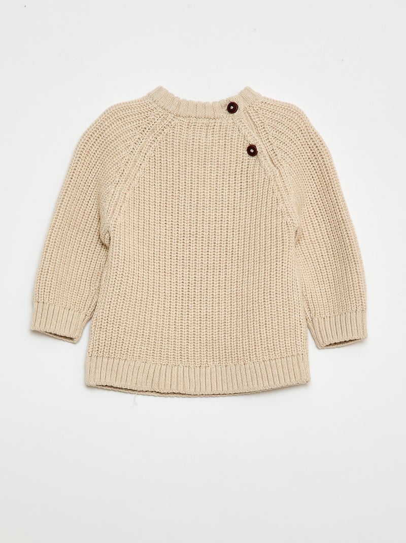 Pull en coton en maille perlée Beige - Kiabi