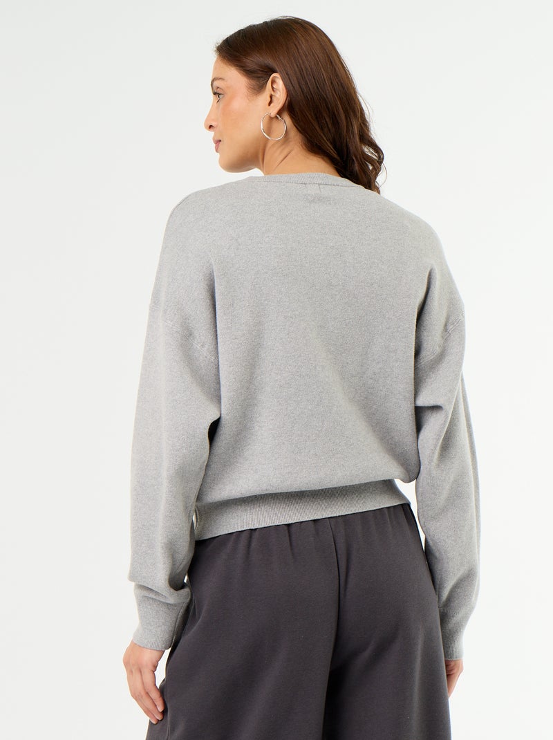 Pull en coton épais Gris - Kiabi