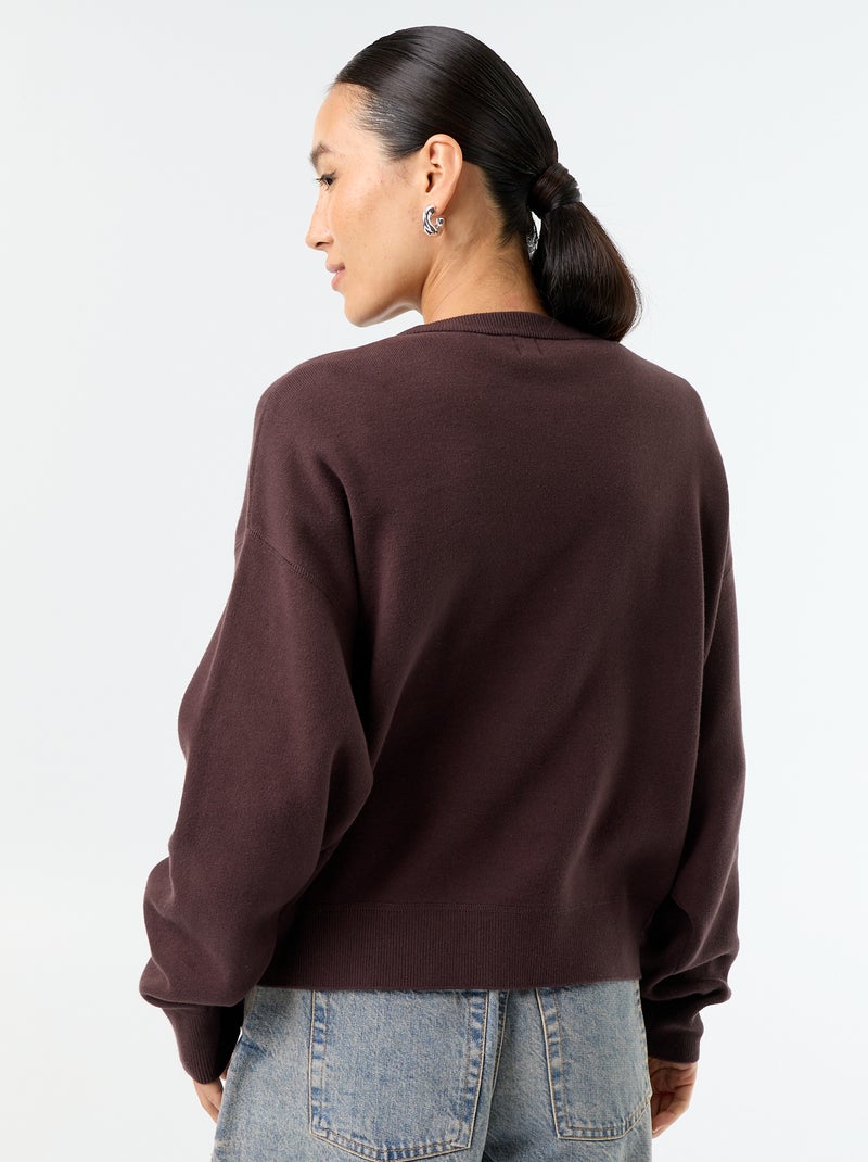 Pull en coton épais Marron - Kiabi