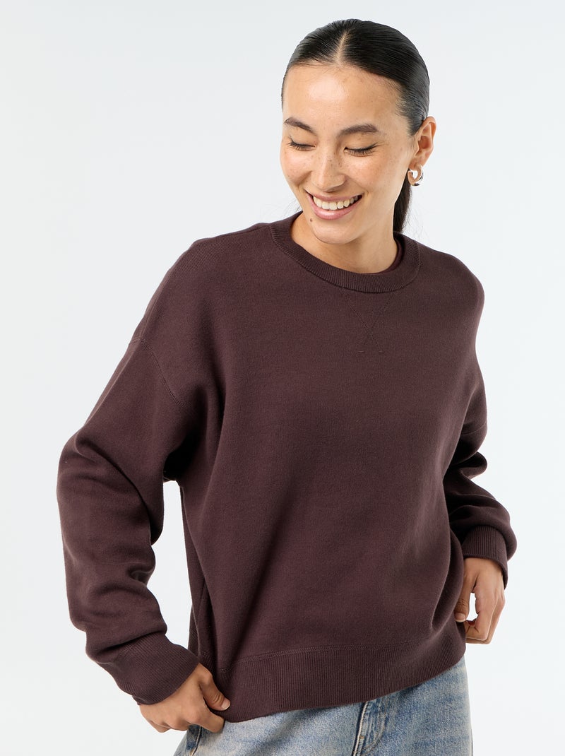 Pull en coton épais Marron - Kiabi