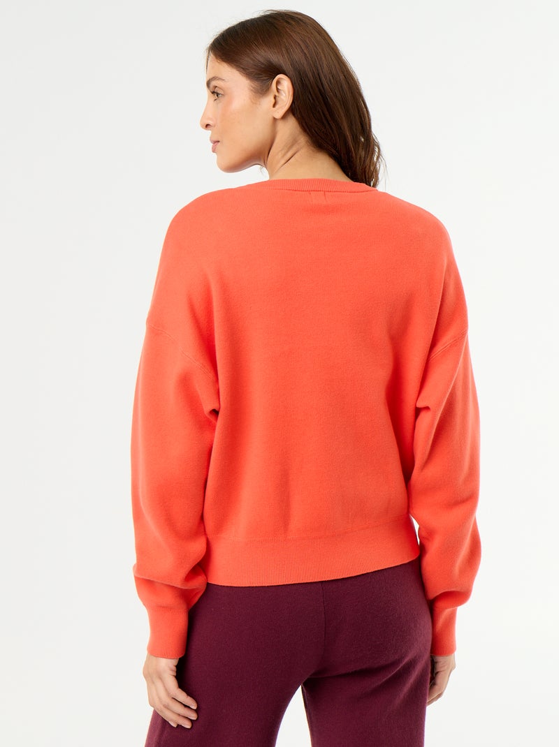 Pull en coton épais Rouge - Kiabi