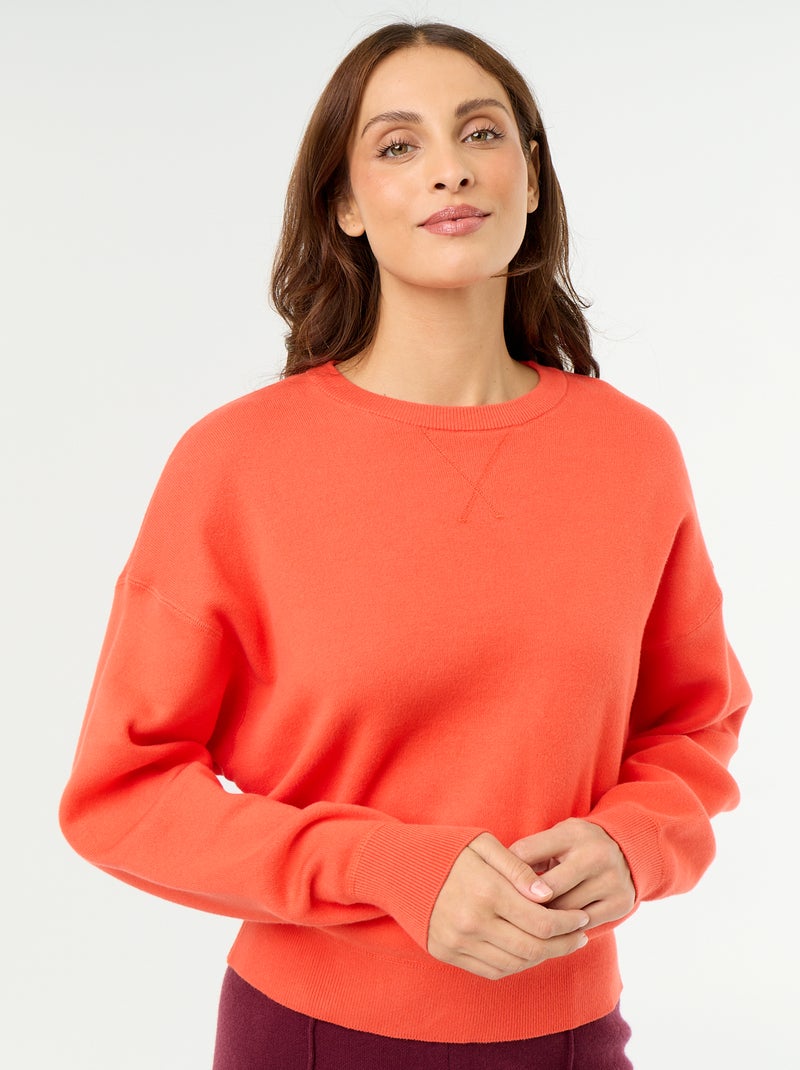 Pull en coton épais Rouge - Kiabi