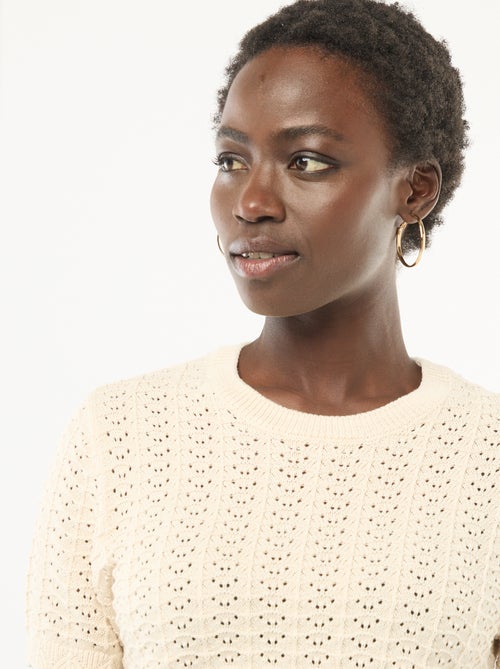 Pull en crochet à manches courtes - Kiabi