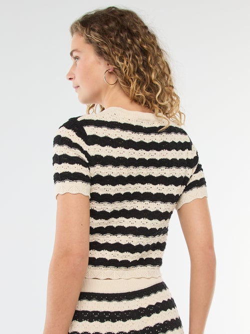 Pull en crochet à manches courtes - Kiabi