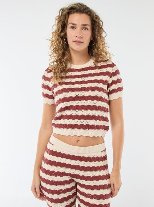 Pull en crochet à manches courtes - Kiabi