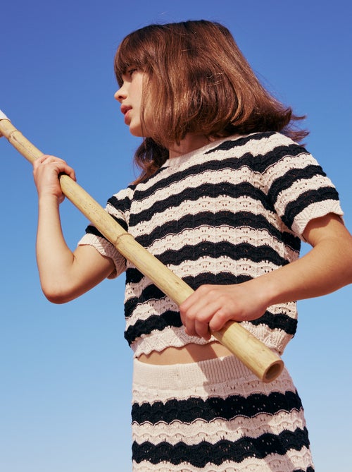 Pull en crochet à manches courtes - Kiabi