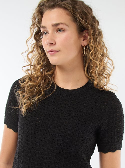 Pull en crochet à manches courtes - Kiabi