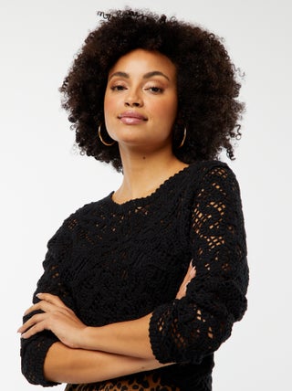 Pull en crochet à manches longues