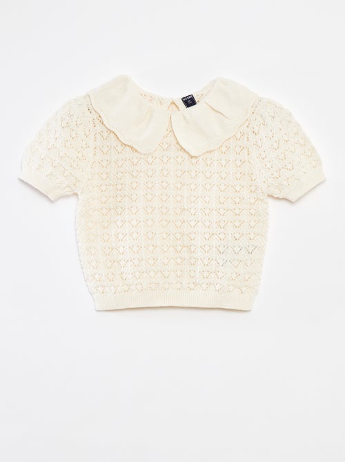 Pull en crochet avec col claudine - Kiabi
