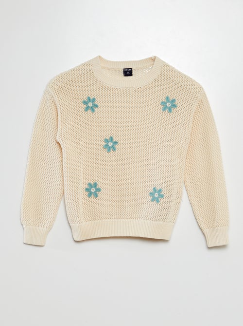 Pull en crochet  'Fleurs' - Kiabi