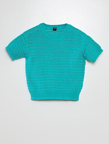 Pull en crochet manches courtes