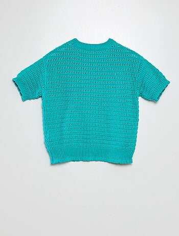 Pull en crochet manches courtes