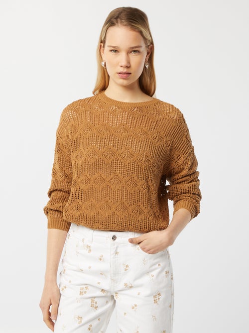 Pull en crochet manches longues - Kiabi