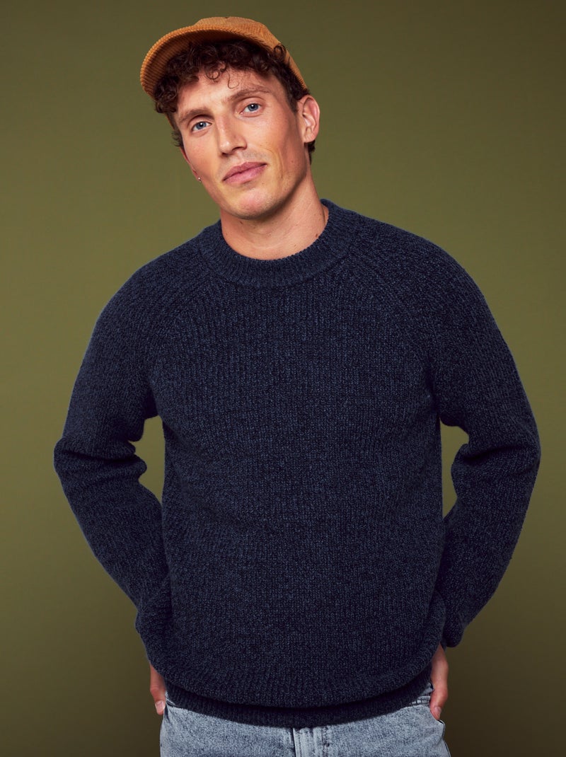 Pull en grosse maille à col rond Bleu - Kiabi