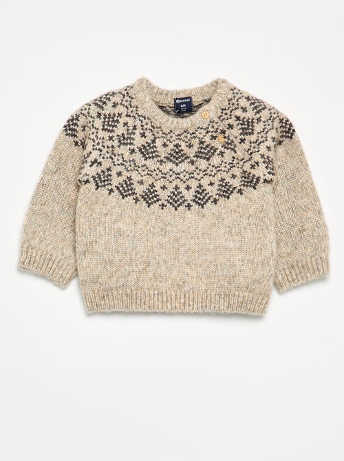Pull en jacquard avec boutonnage à l'emmanchure - Kiabi