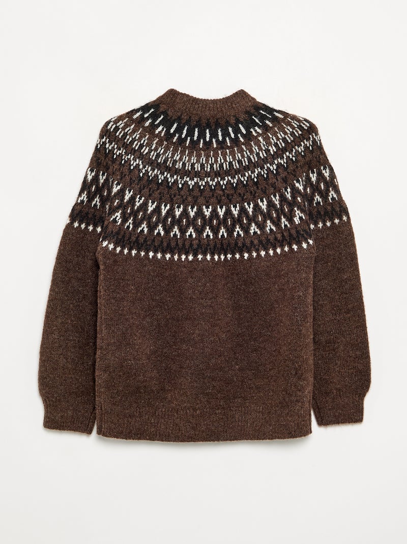 Pull en jacquard Marron - Kiabi