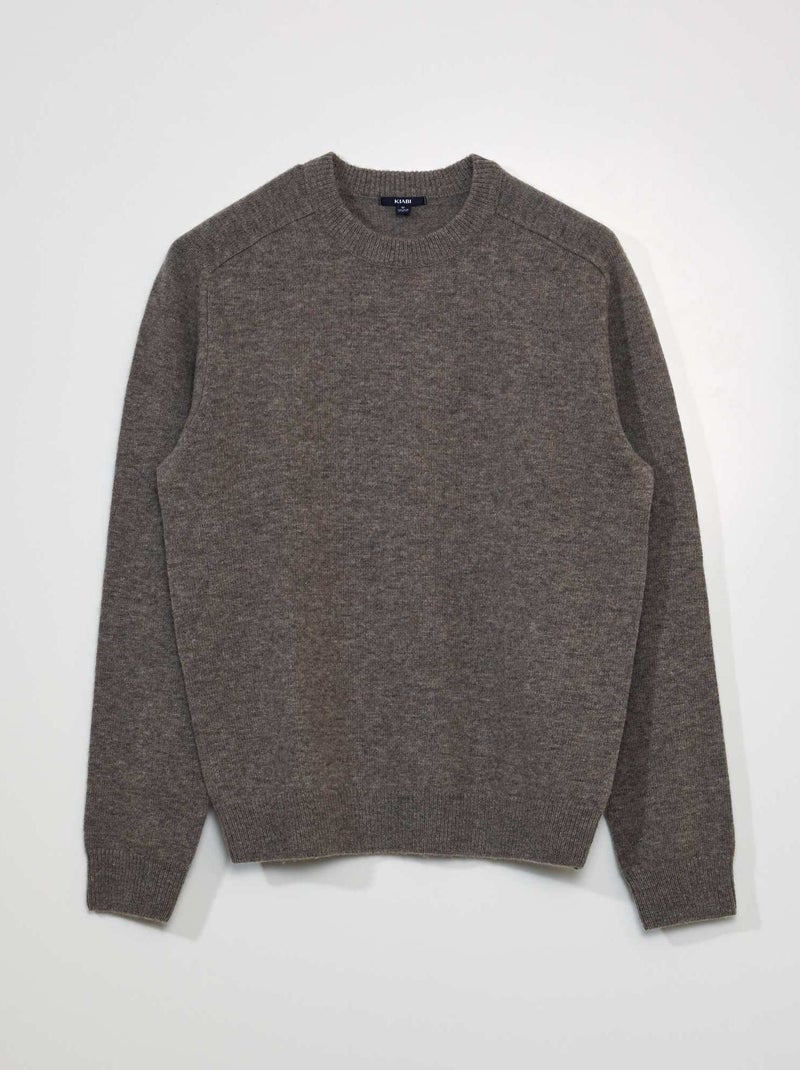 Pull en laine à col rond Beige - Kiabi