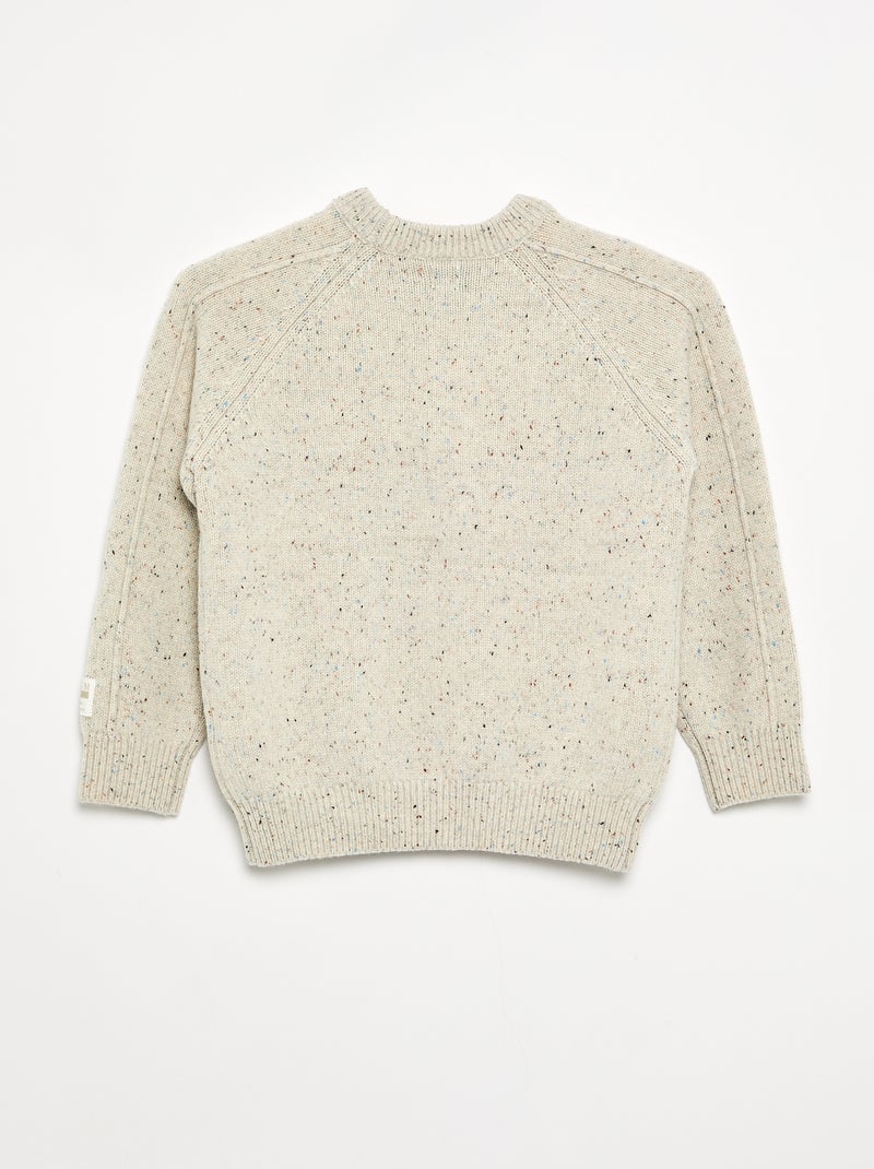 Pull en laine à col rond Beige - Kiabi