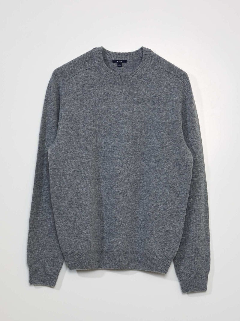 Pull en laine à col rond Gris - Kiabi