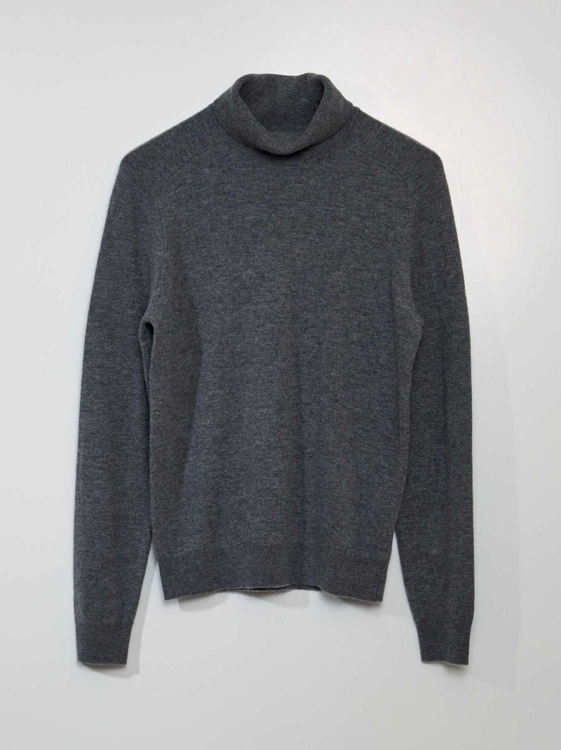 Pull en laine à col roulé Gris - Kiabi