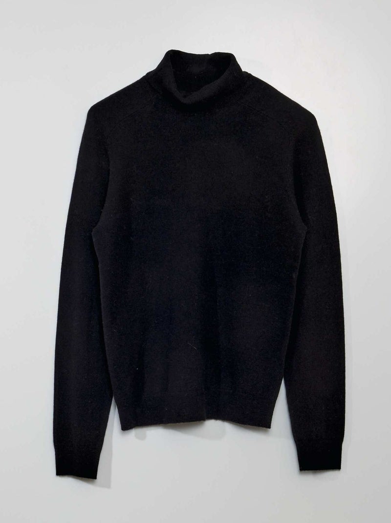Pull en laine à col roulé noir - Kiabi
