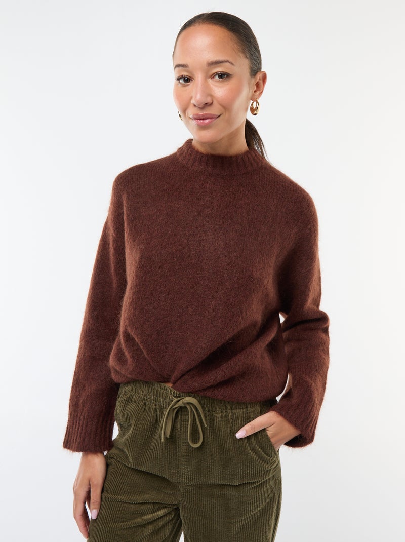 Pull en laine et mohair Marron Femme Kiabi