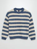 Pull en laine mélangé marinière Bleu - Kiabi