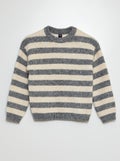 Pull en laine mélangé marinière Gris - Kiabi