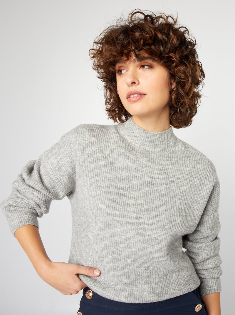 Pull en laine mélangée Gris - Kiabi