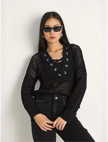 Pull en maille à capuche et cordon de serrage lucci
