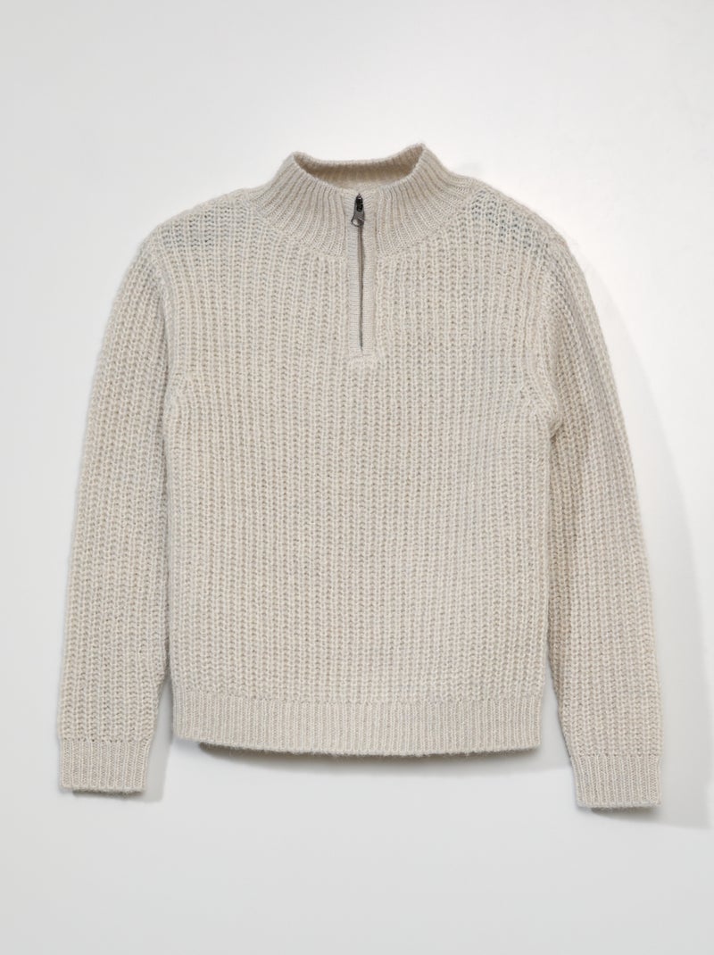 Pull en maille à col camionneur Beige - Kiabi