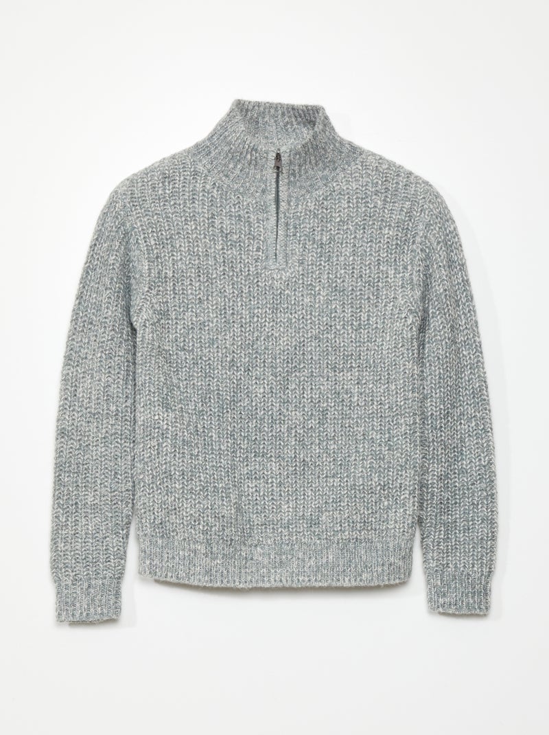 Pull en maille à col camionneur Gris - Kiabi