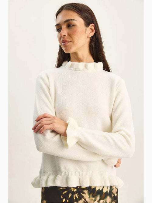 Pull en maille à col montant court et boutons lucci - Kiabi
