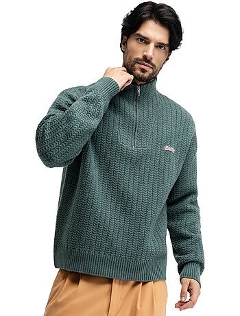 Pull en maille à col montant et demi-zip homme homme tiksi