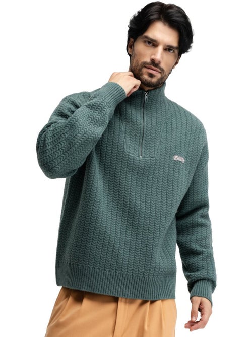 Pull en maille à col montant et demi-zip homme homme tiksi - Kiabi