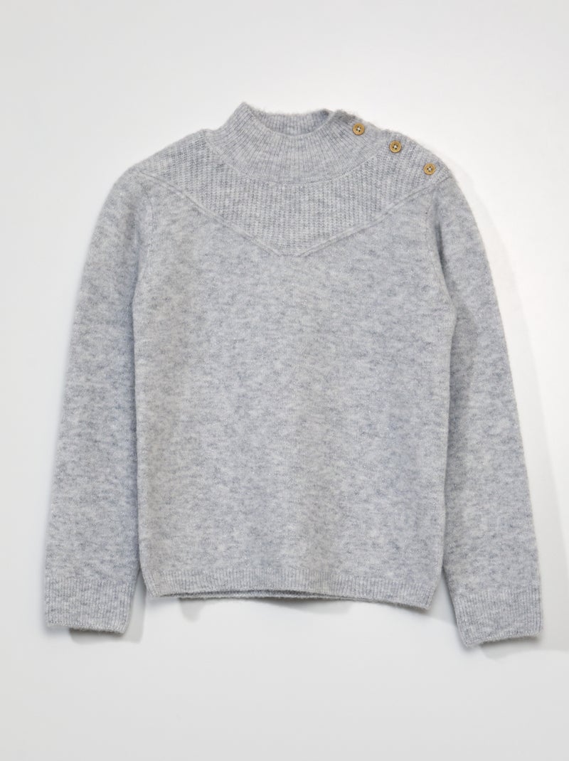Pull en maille à col montant Gris - Kiabi