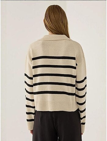 Pull en maille à col polo rayé hiccup