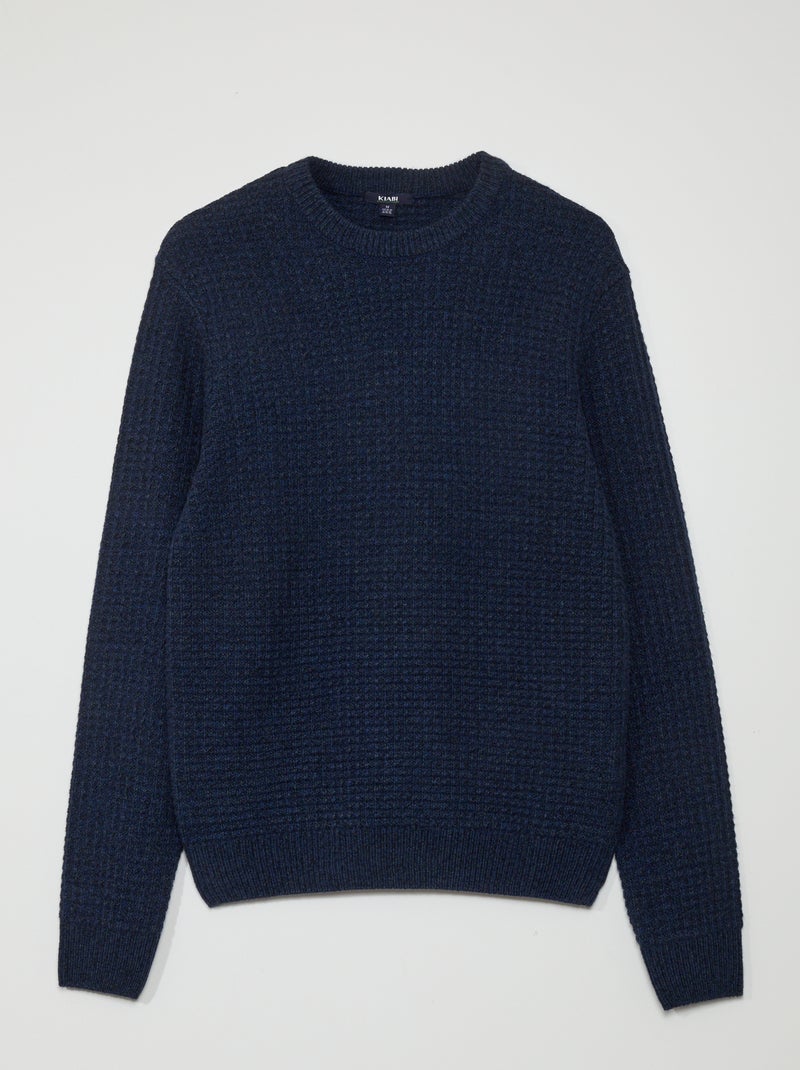 Pull en maille à col rond Bleu - Kiabi