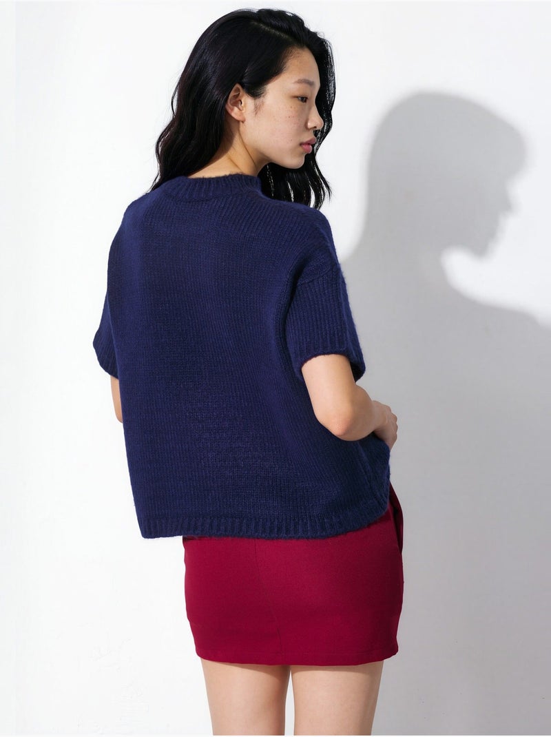 Pull en maille à col rond et coupe décontractée hiccup Bleu marine - Kiabi